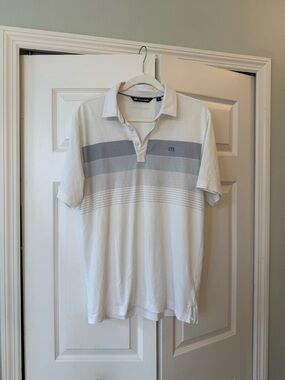 TRAVIS MATHEW Men's White Polo Short Sleeve Shirt Regular